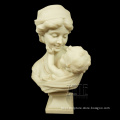 Carved life size stone marble mother and child bust statue